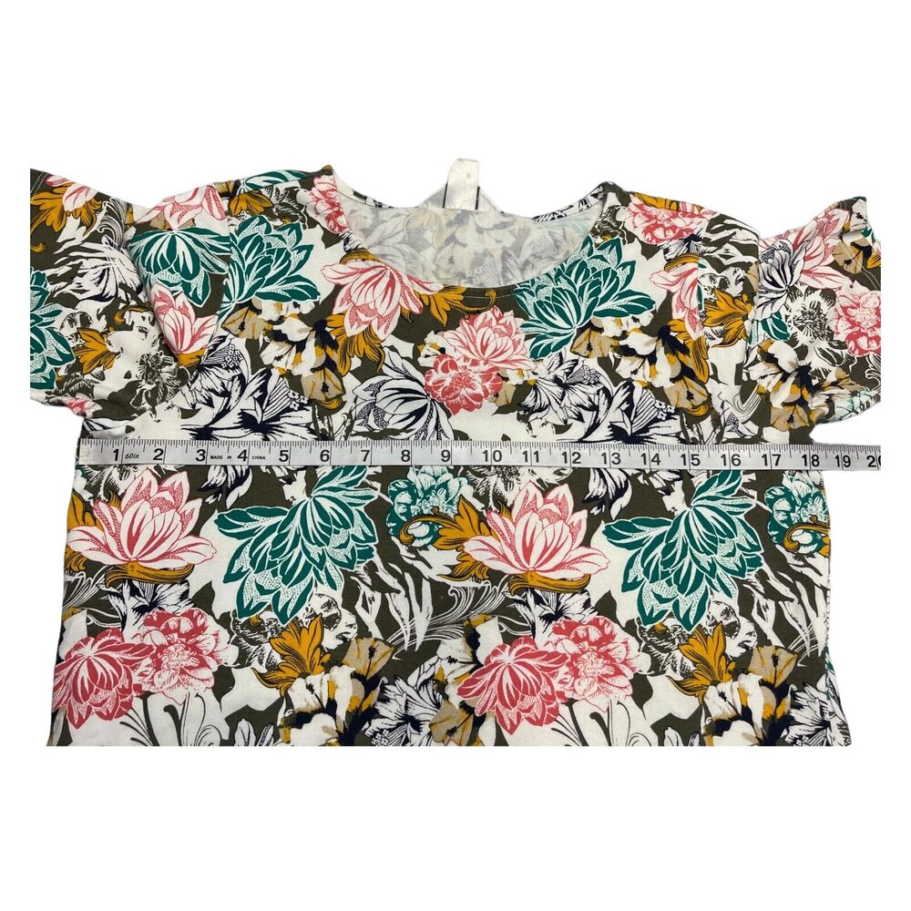 Christopher & Banks T-Shirt Womens Small Multicolor Floral Stretch Crew Pullover - Picture 4 of 8